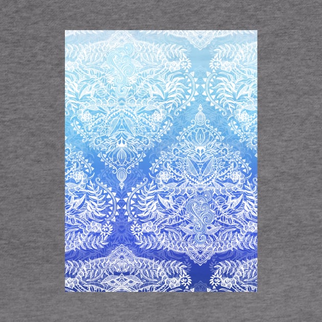 Out of the Blue - White Lace Doodle in Ombre Aqua and Cobalt by micklyn